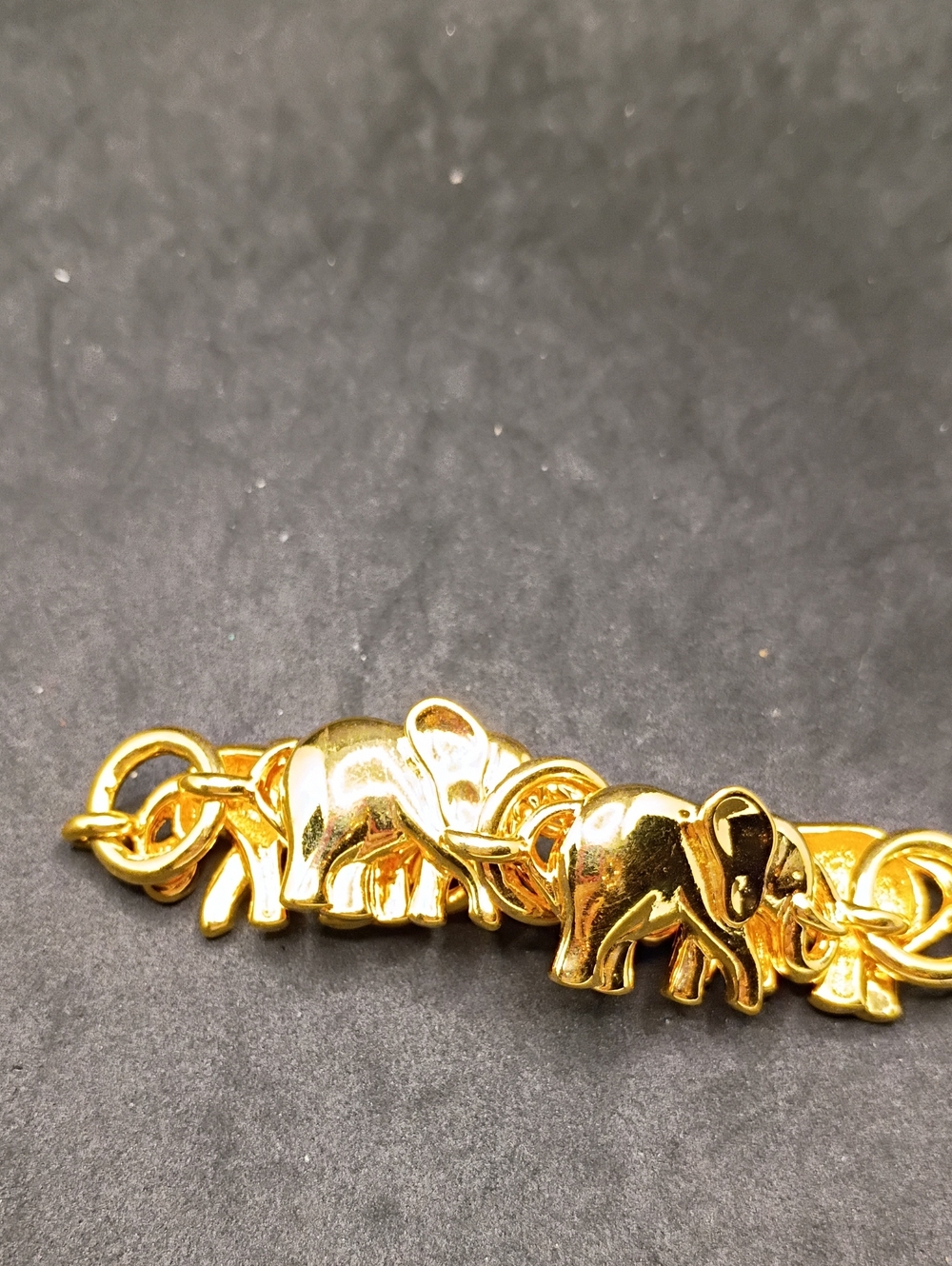 Gold Tone Elephant Charm Link Bracelet for Women